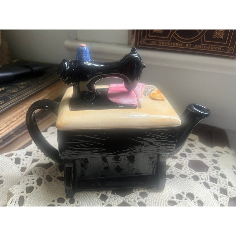 Vintage Hand Painted Ceramic sewing machine teapot